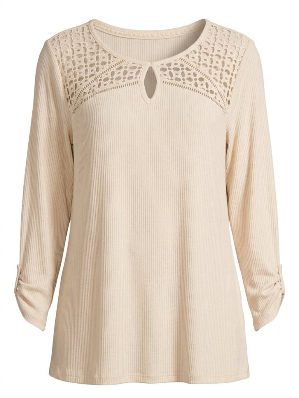 Absolutely Famous NWT Plus SizeCream Long Roushed Sleeves Tunic 5024